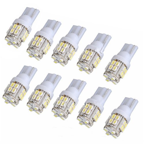 Koolertron - 10 X T10 20 SMD LEDs ampoules blanc pour voiture - 12V - Inverted Side Wedge Light Bulb