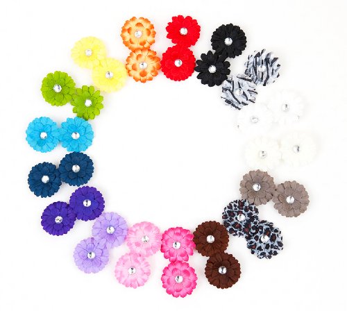 Ema Jane - Small Gerber Daisy Clips (Double Matching Colors, 2 Sets of 17 (34 Total))
