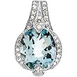 14K White Gold Aquamarine and Diamond Pendant