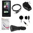 GTMax USB Car Charger + USB Home Travel Charger + USB Data Cable + Black Silicone Soft Skin Cover Case + LCD Screen Protector + Black Soft Gel Earbud Headset for Microsoft Zune HD