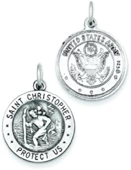 Sterling Silver US Army Emblem St. Christopher Charm