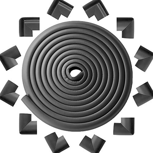 SUTTON 16ft Pack Extra Long Extra Dense Secure Border and 12 Safe Nook Cushions Baby Proofing Corner Guards Color Blends Well and with 32.8ft(10m) Double-sided Duct Tape -Easy Installation (Black)