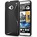 HTC ONE M7 Case, TownShop® Black Soft TPU Skin S Line Design Cover For HTC ONE M7