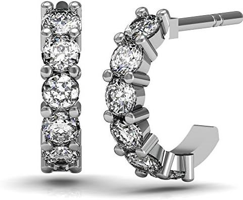 FAVAVA Rhodium Plated Diamond Color Stud Earrings Made With Genuine Swarovski Elements Crystals