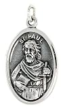 Sterling Silver St. Paul Charm Medal 15/16 X 5/8 (24 mm X 16 mm).