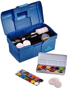 Eulenspiegel 299548 - Schminkkoffer Einsteiger, Rainbow Magic, Glitzer, verschiedene Schwämme, Pinsel und 24 Farben