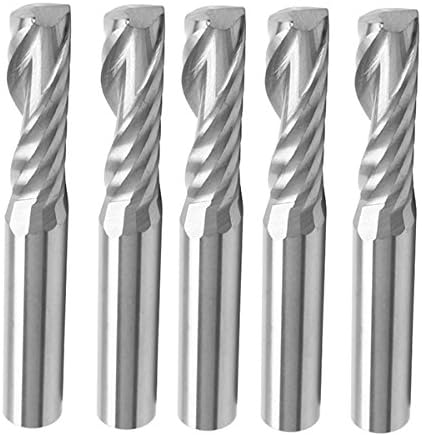 SkyQ Carbide End Mill Set CNC Router Bits Single Flute for ABS Acrylic PVC Wood Fibreglass PCB Board Resin Cutting 1/4" Shank 1/4" Diameter 17mm Pack of 5