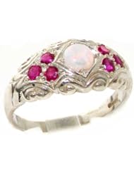 High Quality Solid 925 Sterling Silver Natural Opal & Ruby band Ring - Finger Sizes 4 to 12 Available