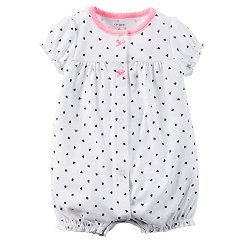 Carters Baby Girls Dotted Heart Romper 9 Month White