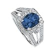 14K White Gold Chatham Created Sapphire and Diamond Ring