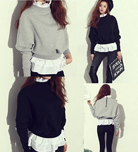 重ね着 風 ルーズ 長袖 パーカーレディース