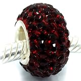 Pro Jewelry January Birthstone Garnet Dark red Swarovski Crystal with .925 Sterling Silver Bead Pandora Troll Chamilia Biagi Bead Compatible