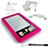 Kroo Skin Case For Barnes & Noble Nook E-Reader (Pink, Magenta, Hot Pink) + Includes a 4-Inch eBigvalue Determination Hand Strap