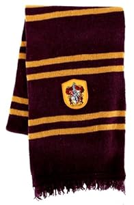 Deluxe 'Red House' Boy Wizard Movie Prop Dark Red and Yellow Striped Woven Scarf