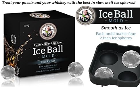 Sphere Ice Cube Mold - Flexible Barware for creating long lasting Whiskey Ball Ice Molds as well as Fab Ice Pop Molds for the Kids