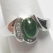 14K White Gold Cabochon Tsavorite and Diamond Ring