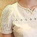 Finejo Women V Neck Chiffon Shirt Hollow Short Sleeve Blouse