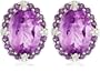 Sterling Silver Amethyst with Diamond-Accent Oval Earrings