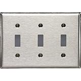Leviton 84011-40 3-Gang Toggle Device Switch Wallplate, Standard Size, Device Mount, Stainless Steel