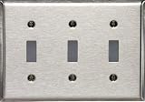 Leviton 004-84011-040 Stainless Steel 3 Gang Wallplate, Toggle/Toggle/Toggle