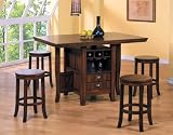 Counter Height Kitchen Island Table Dark Oak Finish