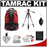 Tamrac 5547 Adventure 7 Digital SLR Backpack (Red/Black) + Tripod + Canon Cleaning Kit for Canon EOS 7D, 5D Mark II III, 60D, Rebel T3, T3i, T2i Digital SLR Cameras