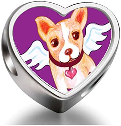 Chihuahua Dog From Heaven Heart Photo Charm Beads