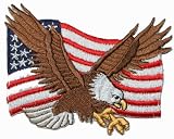 Bald Eagle W/ American Flag Iron On Biker Patch