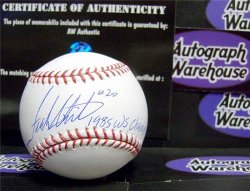 Frank White Autographed/Hand Signed Baseball inscribed 1985 WS Champs #20
