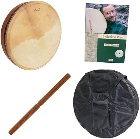 Roosebeck Tunable Sheesham Bodhrán Cross-Bar 18-by-3.5-InchDeluxe Package w/Gig Bag, Tipper &amp; Bodhran Instruction Book &amp; CD
