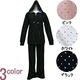 ルームウェア レディース上下セット　 ドット柄-ブラック◇M-L