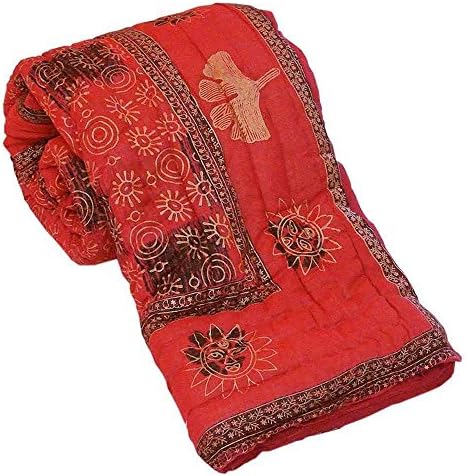 Indicraft Jaipuri Print Stylish Coton Bed Razai Quilt Double Pink