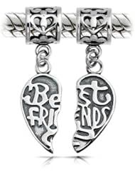 Bling Jewelry Best Friends Sterling Silver Heart Dangle Charm Bead Fits Pandora