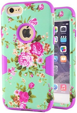For iphone 6 (4.7 inch) Case , Flysunstore Nice Flower Hybrid [Hard PC Pattern + Soft TPU] Design Double Layer Protective Cover Fit For Apple iphone 6 (4.7 inch) [purple]