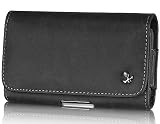 EXTRA LARGE Luxmo Horizontal Pebble Design Leather Pouch Holster Case with Belt Clip Loops for HTC Evo 9292 Supersonic 4G Design Inspire Desire HD Thunderbolt HD2 HD7 Radar Trophy Surround MyTouch 4g Slide G2/ Motorola Droid X X2 Atrix Titanium XPRT Droid Pro / Samsung Galaxy S Fascinate Captivate Epic Mesmerize Vibrant 4G / Blackberry Torch 9850 9860 (black)