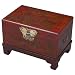 EXP Handmade Oriental Furniture - 26" Antique Style Red Leather End Table / Storage Trunk