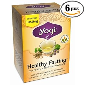 Yogi Healthy Fasting, Herbal Tea Supplement, 16-Count Tea Bags (Pack of 6)