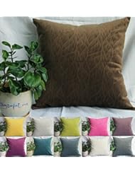 Home: TangDepot Solid Velvet Decorative Pillow Covers/Euro Pillow shams, Super Soft Velour, Micro embossed Leaf texture and shape, 10 sizes & 11 colors options, Blue, Blue Black, Charcoal Black, Coffee, Hot Pink, Light Green, Light Purples, Silver Gray, White, Wine, Yellow, 12" x 12", 12" x 18", 12" x 20", 14" x 14", 16" x 16", 18" x 18", 20" x 20", 22" x 22", 24" x 24" and 26" x 26" - (26"x26", Coffee) - TangDepot.com