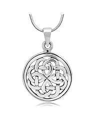 925 Oxidized Sterling Silver Celtic Knot Open Round Pendant Necklace 18, Jewelry for Women - Nickel Free
