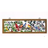 Birds of a Feather Wood-Framed Stained Glass Art Panel 40 W X 13 H Joan Baker Designs APW806WALH by 