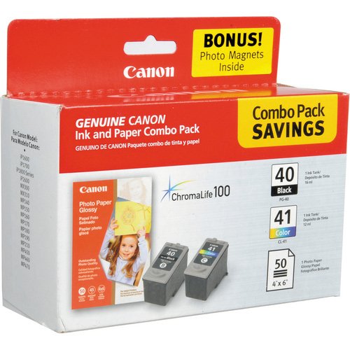 Canon PG-40/CL-41 Cartridges and Glossy Photo Paper Combo Pack (0615B009)