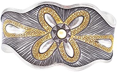 Jewels Of Jaipur Women's Openable Oxidized Silver Plated Yellow Color Floral Design Adjustable Bangle