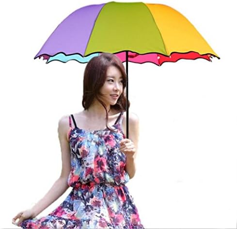 OUBAO Beautiful Rainbow Sun/Rain Umbrella Parasol