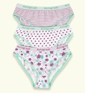 3 Pack - Older Girls' Autograph Cotton Rich Assorted Briefs