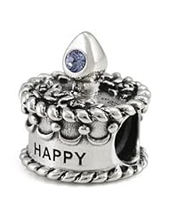 Ohm Silver CZ December Happy Birthday Cake Bead Charm