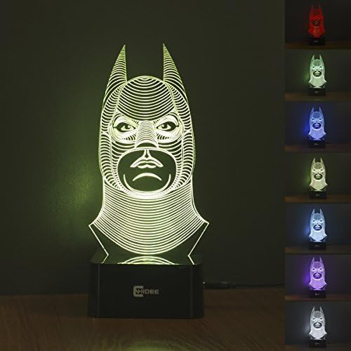Hideeled Optical Illusion 3d Table Lamp, Touch Control, Usb Power Port, Rgb(7 Colors in One Lamp), the Best Valentine's Gift for Him or Her (Batman)