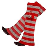 Scarlet and Gray Striped Leg Warmers By Red Carpet Studio