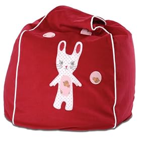 Cocoon Couture Patchy Bunny Kids Bean Bag Cover, Spotted Bunny on Red - 100% pinwale cotton