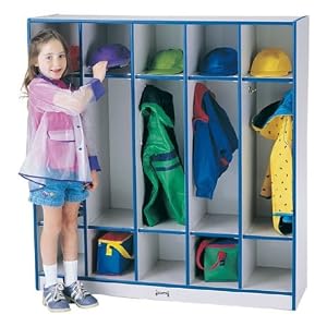Rainbow Accents Coat Locker - 5 Sections Accents: Blue