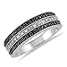 925 Sterling Silver Black & White Accent Diamond 3-Row Band Ring Size 5, 6 and 7